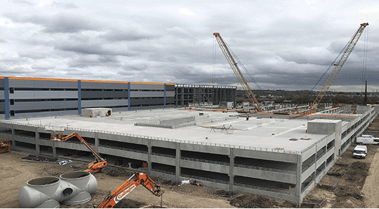 Amazon four level warehouse under construction at London Distribution Park