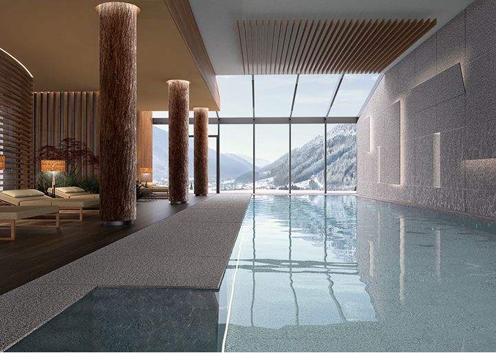 The pool at Lefay Wellness Residences in the Dolomites